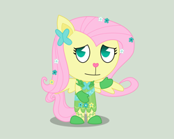 Size: 1513x1205 | Tagged: safe, artist:elica1994, fluttershy, clothes, dress, gala dress, happy tree friends, species swap