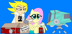 Size: 1083x509 | Tagged: safe, artist:terry, fluttershy, oc, oc:terry, pegasus, pony, box, canti, dr pepper, flcl, gamershy, television, video game, wii