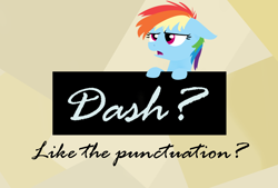 Size: 1850x1250 | Tagged: safe, artist:pony-from-everfree, derpibooru import, rainbow dash, pegasus, pony, annoyed, bemused, cover art, digital art, female, filly, filly rainbow dash, foal, lineless, pun, punctuation, question mark, solo, younger