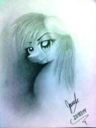 Size: 1536x2048 | Tagged: safe, artist:janadashie, derpibooru import, rainbow dash, pegasus, pony, bust, crying, solo, traditional art