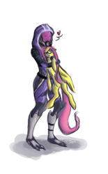 Size: 900x1451 | Tagged: safe, artist:captainstorm, fluttershy, pegasus, pony, crossover, cute, glasses, mass effect, tali'zorah vas normandy