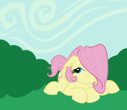 Size: 1560x1351 | Tagged: safe, artist:deadgirlslikeme, fluttershy, pegasus, pony, female, mare, pink mane, solo, yellow coat