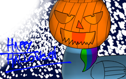 Size: 1280x800 | Tagged: safe, artist:randomnameher3, rainbow dash, pegasus, pony, halloween, lighting, night, pumpkinhead