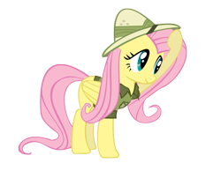 Size: 2000x1616 | Tagged: safe, artist:ninjamissendk, daring do, fluttershy, pegasus, pony, accessory swap, clothes, costume, simple background, solo, transparent background, vector