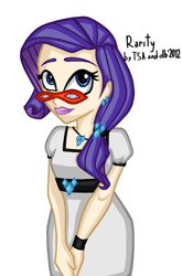 Size: 600x908 | Tagged: safe, artist:dabacillus, rarity, clothes, female, glasses, humanized