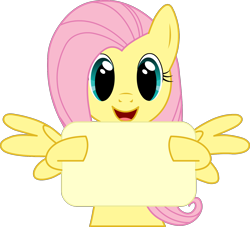 Size: 1596x1448 | Tagged: safe, artist:fluttershyluv, fluttershy, pegasus, pony, blank, hoof hold, note, simple background, spread wings, transparent background, vector