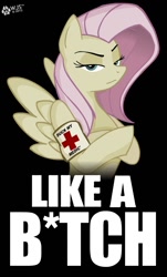 Size: 724x1196 | Tagged: safe, artist:wolfjedisamuel, fluttershy, pegasus, pony, flutterbitch, medic, parody