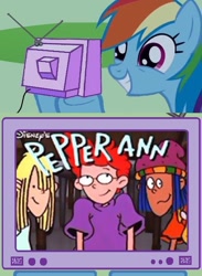 Size: 563x770 | Tagged: safe, rainbow dash, pegasus, pony, exploitable meme, meme, obligatory pony, pepper ann, tv meme