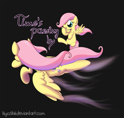 Size: 1125x1077 | Tagged: safe, artist:kiyoshiii, fluttershy, pegasus, pony, duality, filly, flying