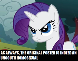 Size: 514x405 | Tagged: safe, rarity, pony, unicorn, classy, female, horn, image macro, mare, op is a faggot, solo