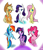 Size: 600x700 | Tagged: safe, artist:ranban, derpibooru import, applejack, fluttershy, pinkie pie, rainbow dash, rarity, twilight sparkle, twilight sparkle (alicorn), alicorn, earth pony, pegasus, pony, unicorn, female, mane six, mare, pixiv