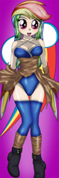 Size: 300x900 | Tagged: safe, artist:ratachu666, rainbow dash, human, adorasexy, assassin, badass, breasts, cleavage, cute, dashabetes, feminism, heroic, humanized, katar, ragnarok online, sexy