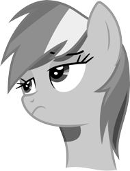 Size: 5473x7197 | Tagged: safe, artist:chrzanek97, derpibooru import, rainbow dash, pegasus, pony, rarity investigates, absurd resolution, bust, female, grayscale, lidded eyes, mare, monochrome, portrait, simple background, solo, transparent background, unimpressed, vector