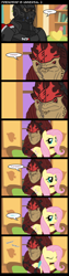 Size: 500x2000 | Tagged: safe, artist:mixermike622, fluttershy, pegasus, pony, brush, brushie, comic, commander shepard, crossover, eyes closed, krogan, mass effect, raised eyebrow, smiling, speech bubble, urdnot wrex