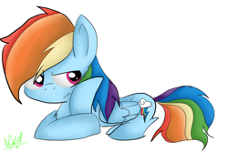 Size: 1024x683 | Tagged: safe, artist:jayivee, rainbow dash, pegasus, pony, blue coat, female, mare, multicolored mane, simple background, solo