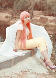 Size: 1478x2048 | Tagged: safe, artist:sawakochel, fluttershy, human, cosplay, high heels, irl, irl human, photo, shoes, solo