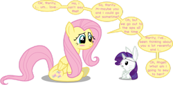 Size: 1024x505 | Tagged: safe, artist:thelastgherkin, angel bunny, fluttershy, pegasus, pony, female, flarity, lesbian, shipping, wig