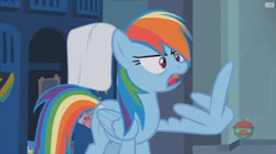 Size: 608x340 | Tagged: safe, derpibooru import, edit, edited screencap, screencap, rainbow dash, pegasus, pony, parental glideance, middle feather, middle finger, vulgar, wing gesture, wing hands
