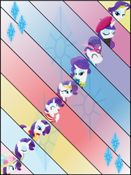 Size: 2700x3600 | Tagged: safe, artist:regolithx, rarity, pony, unicorn, alternate hairstyle, beret, clothes, dress, eyes closed, flower, hat, high res, poster, solo, tiara