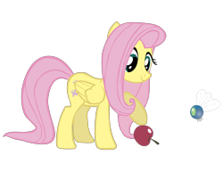 Size: 3500x2705 | Tagged: safe, artist:joey, fluttershy, parasprite, pegasus, pony, high res, simple background, transparent background, vector