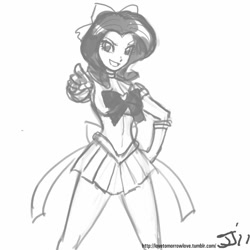 Size: 800x800 | Tagged: safe, artist:johnjoseco, rarity, human, crossover, grayscale, humanized, monochrome, sailor moon, sailor scout, sailor venus