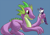 Size: 1000x690 | Tagged: safe, artist:whatsapokemon, rarity, spike, dragon, pony, unicorn, adult, female, horn, male, mare