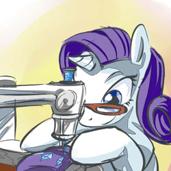 Size: 500x500 | Tagged: safe, artist:lexx2dot0, rarity, pony, unicorn, glasses, sewing, sewing machine, solo