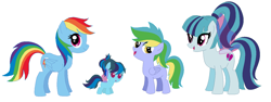 Size: 1262x476 | Tagged: safe, artist:unoriginai, rainbow dash, sonata dusk, flutter pony, pegasus, pony, baby, blank flank, crack shipping, cute, female, filly, lesbian, magical lesbian spawn, offspring, parent:rainbow dash, parent:sonata dusk, parents:sonatadash, shipping, sonatadash, wings