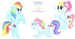 Size: 1092x571 | Tagged: safe, artist:ponamona, derpibooru import, rainbow dash, rainbow dash (g3), pony, g3, mom dash, traditional art