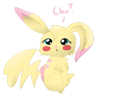 Size: 600x500 | Tagged: safe, artist:otterlore, fluttershy, pikachu, pokefied, pokémon, simple background, solo, species swap, transparent background