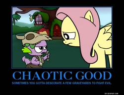 Size: 750x574 | Tagged: safe, fluttershy, spike, dragon, pegasus, pony, demotivational poster, haunting nightmare, meme, rainbow dash presents