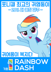 Size: 2480x3508 | Tagged: safe, derpibooru import, rainbow dash, pegasus, pony, dcinside, election, korean, poster, solo