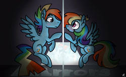 Size: 2800x1700 | Tagged: safe, artist:kikirdcz, rainbow blitz, rainbow dash, pegasus, pony, duality, rule 63, self ponidox