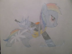 Size: 1024x768 | Tagged: safe, artist:raventheghost, derpibooru import, rainbow dash, pegasus, pony, crossover, electricity, infamous 2, solo, traditional art