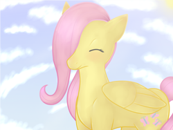 Size: 1280x960 | Tagged: safe, artist:casocat, fluttershy, pegasus, pony, female, mare, pink mane, solo, yellow coat