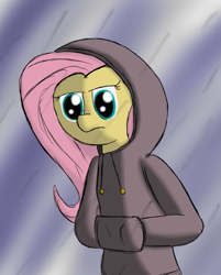 Size: 1417x1763 | Tagged: safe, artist:bored0stiff, fluttershy, pegasus, pony, clothes, female, hoodie, mare