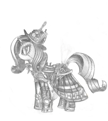 Size: 1468x1641 | Tagged: safe, artist:2chpencil, rarity, pony, unicorn, female, horn, mare, solo, steampunk, traditional art