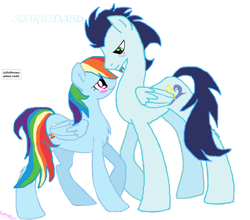 Size: 1024x900 | Tagged: safe, artist:shippingfan13, rainbow dash, soarin', pegasus, pony, blushing, female, male, shipping, soarindash, straight