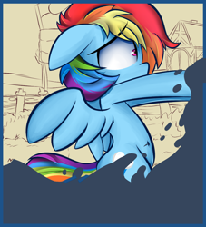 Size: 1000x1100 | Tagged: safe, artist:madacon, rainbow dash, pegasus, pony, belly button, fourth wall, ink, solo