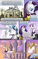 Size: 1650x2550 | Tagged: safe, artist:pluckyninja, fancypants, fleur-de-lis, prince blueblood, rarity, pony, unicorn, comic:the return of prince blueblood, balcony, bruised, clothes, comic, dress