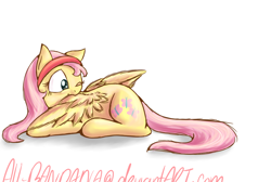 Size: 1000x670 | Tagged: safe, artist:nos-talgia, fluttershy, pegasus, pony, female, headband, mare, preening