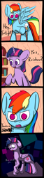 Size: 1000x4000 | Tagged: safe, artist:crashbrowns, derpibooru import, rainbow dash, twilight sparkle, twilight sparkle (alicorn), alicorn, pegasus, pony, comic, cute, cute little fangs, fangs, female, insult, mare