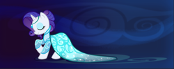 Size: 1404x562 | Tagged: safe, artist:anima-dos, rarity, pony, unicorn, clothes, dress, eyes closed, gala dress, solo