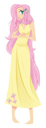 Size: 939x2587 | Tagged: safe, artist:rainekitty, fluttershy, breasts, clothes, delicious flat chest, dress, flattershy, humanized, skinny, solo