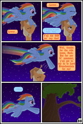 Size: 3254x4837 | Tagged: safe, artist:gutovi, derpibooru import, applejack, rainbow dash, earth pony, pegasus, pony, comic:why me!?, absurd resolution, bad pun, comic, flying, night, ponies riding ponies, pun