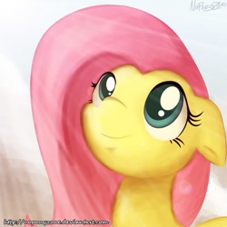 Size: 999x999 | Tagged: safe, artist:noponyzone, fluttershy, pegasus, pony, female, mare, pink mane, solo, yellow coat