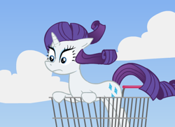 Size: 550x400 | Tagged: safe, artist:christheponyguy, rarity, pony, unicorn, female, horn, mare, shopping cart, white coat