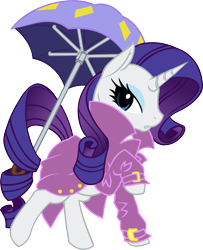 Size: 931x1145 | Tagged: safe, artist:grinning-alex, rarity, pony, unicorn, female, horn, mare, raincoat, solo, umbrella