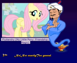 Size: 650x533 | Tagged: safe, fluttershy, pegasus, pony, akinator, female, folded wings, mare, raised hoof, wings