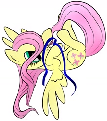 Size: 1470x1674 | Tagged: safe, artist:zomgitsalaura, fluttershy, pegasus, pony, ribbon, simple background, solo, white background